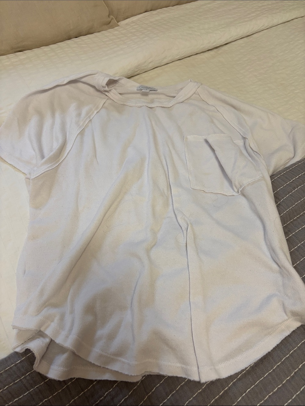 Mud Pie white Short Sleeve Pocket Top